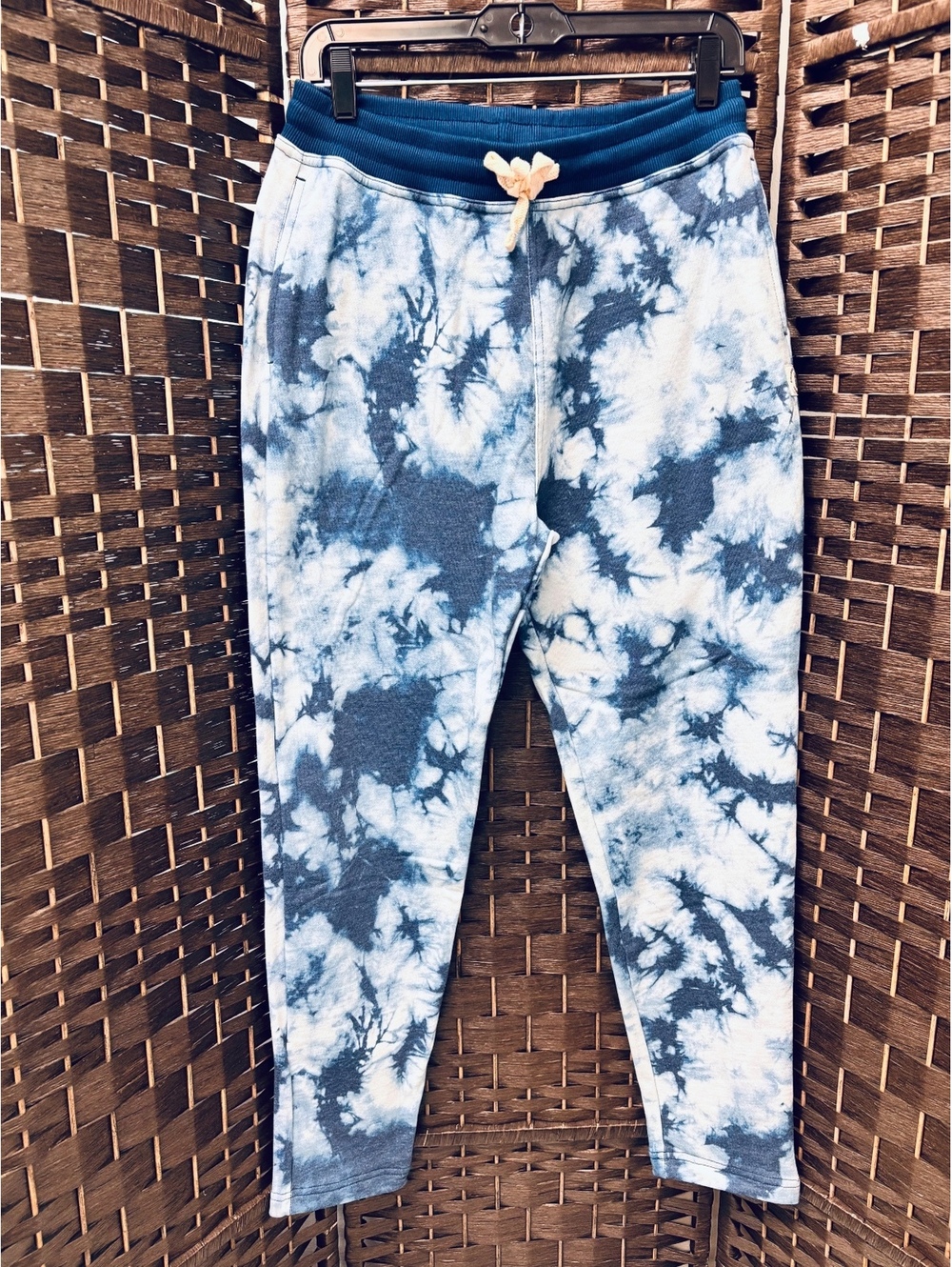 Chubbies Tie-Dye Jogger Sweatpants,Drawstring Waist, Blue and White - Size M